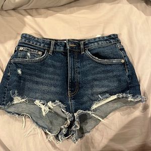 Dark blue distress Zara Jean shorts
